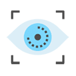 Icon of a zoomed-in eye, as if from the optometrist's point of view