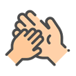 Icon of an adult's palm with a child's hand over it